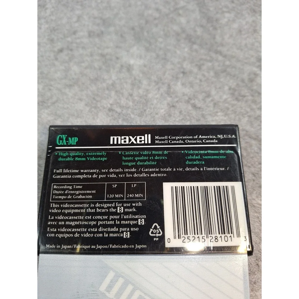 Maxell 8mm GX MP 120 Minute‎ High Quality Metal Particle Videotape New